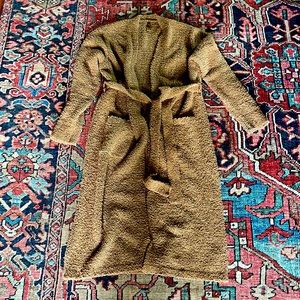 Skims cozy boucle knit robe camel